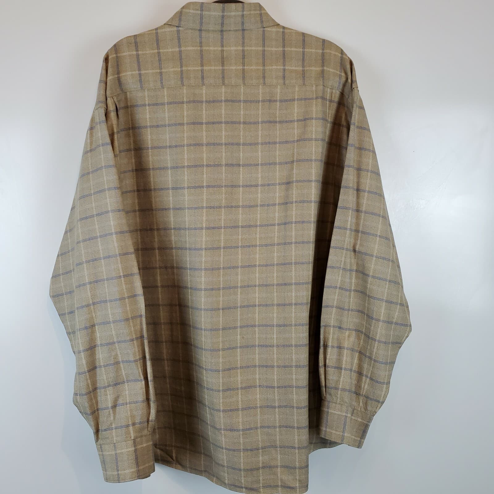 TALBOTS Men's Size XXL Tan Plaid Button Down Shirt Pocket Casual 100% Cotton 2XL - Thumbnail 5