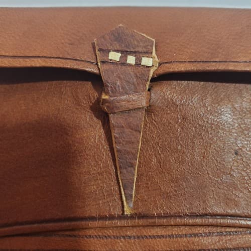Hand-Crafted Sewn Leather Bi-Fold Wallet Soft Secure Area For Coins Weaved Trim - Thumbnail 3