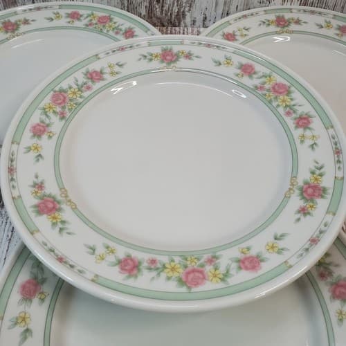 Set of 4 Vintage Crown Rego E458-12 Stoneware Salad Bread Plate 7.5" Floral - Thumbnail 2