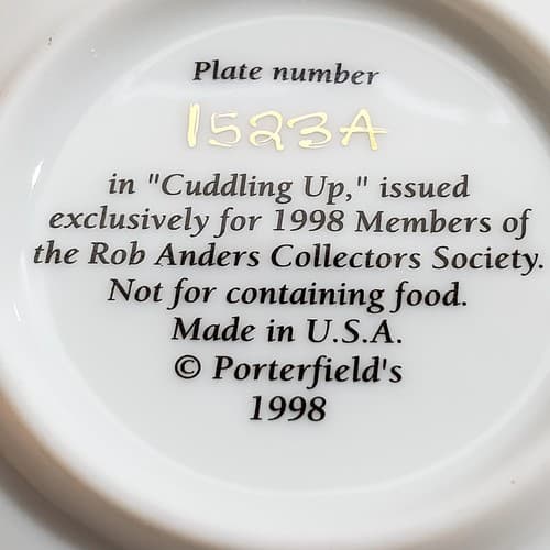 Vintage 1998 Porterfield's Rob Anders Miniature Plate Cuddling Up #1523A - Thumbnail 5
