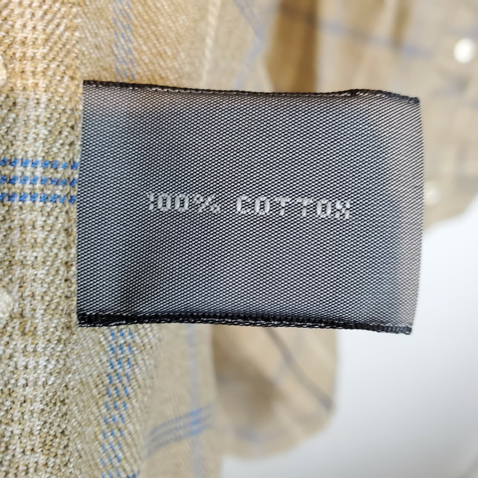 TALBOTS Men's Size XXL Tan Plaid Button Down Shirt Pocket Casual 100% Cotton 2XL - Thumbnail 3