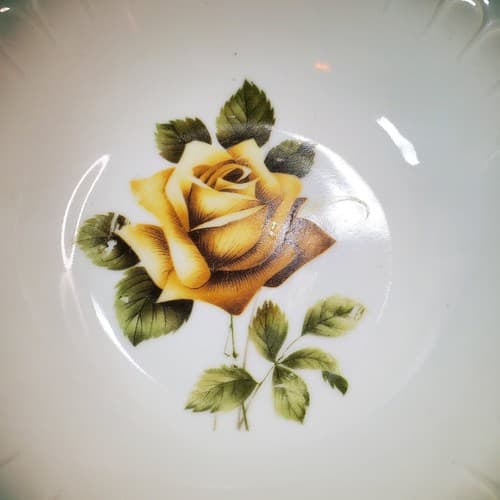 Vtg Hand Painted Floral Decorative Bowl Wheelock Trade Mark Yellow Roses 8502 - Thumbnail 3