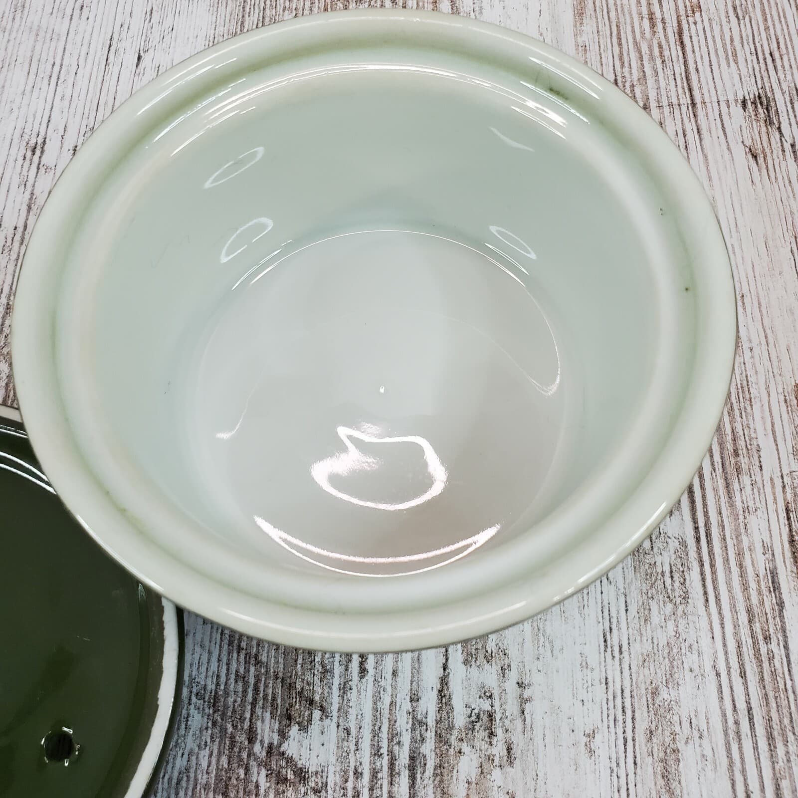 HLCCO Hall Pottery Lidded Vented Crock Green Bowl Single Serve Made in U.S.A. - Thumbnail 4