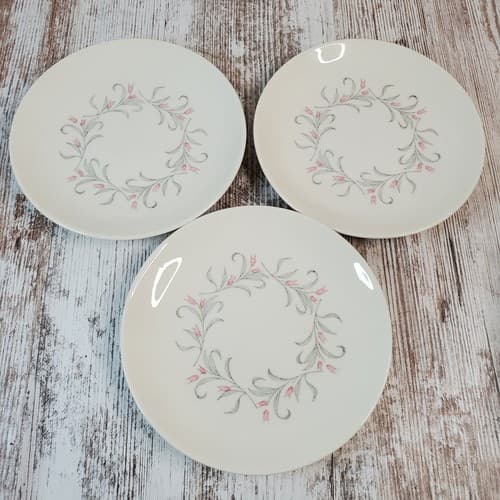 Homer Laughlin TULIP WREATH Duraprint 1959 USA 6 1/4" Bread Dessert Plates (3) - Thumbnail 2