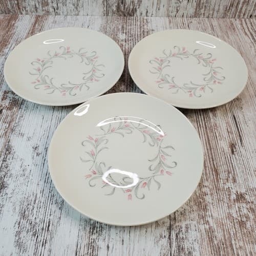 Homer Laughlin TULIP WREATH Duraprint 1959 USA 6 1/4" Bread Dessert Plates (3)