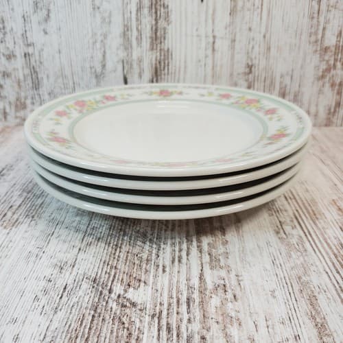 Set of 4 Vintage Crown Rego E458-12 Stoneware Salad Bread Plate 7.5" Floral - Thumbnail 4
