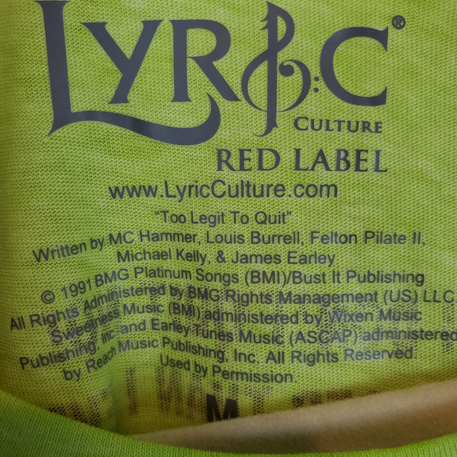 Lyric Culture Women's 2 LEGIT 2 QUIT Graphic high low T-Shirt with Lyrics NWT - Thumbnail 3