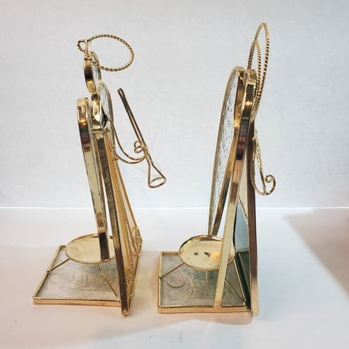 Lot of 2 Stained Glass Angels Playing Instruments Votive Tealight Candle Holders - Thumbnail 10