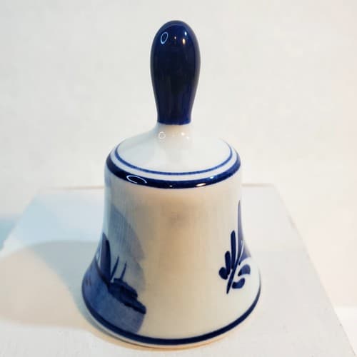 Vtg Souvenir Bell Delfts Blauw Blue Holland Leaf Hand Painted Windmill 3 inch - Thumbnail 5