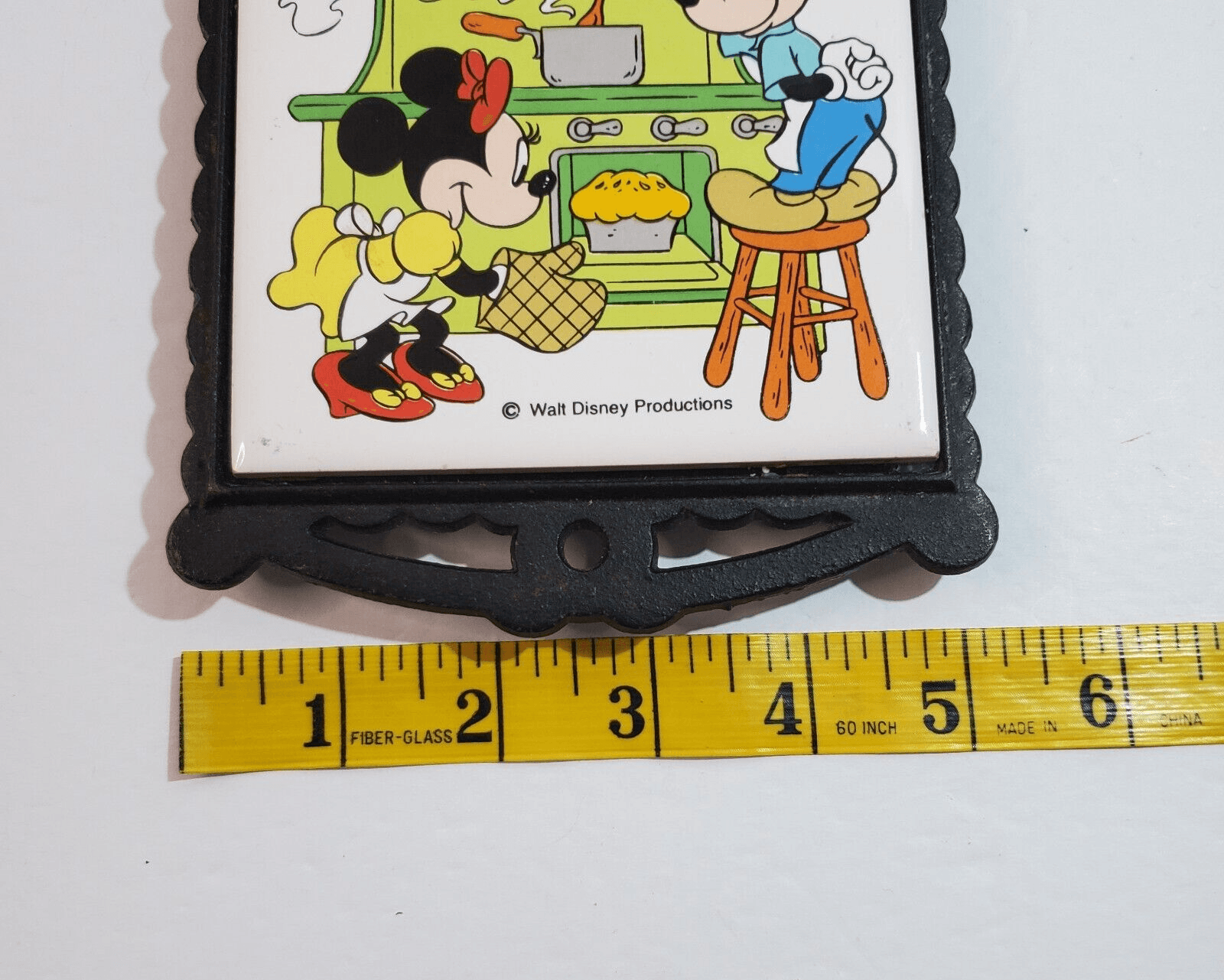 Vintage Japan Collectible Disney Mickey & Minnie Mouse Wrought Iron Tile Trivet - Thumbnail 6