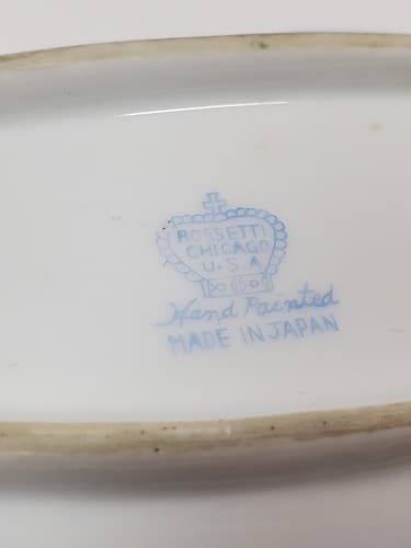 Vtg Rossetti Chicago Hand Painted Flowers Floral Leaf Handled Nappy Trinket Dish - Thumbnail 4