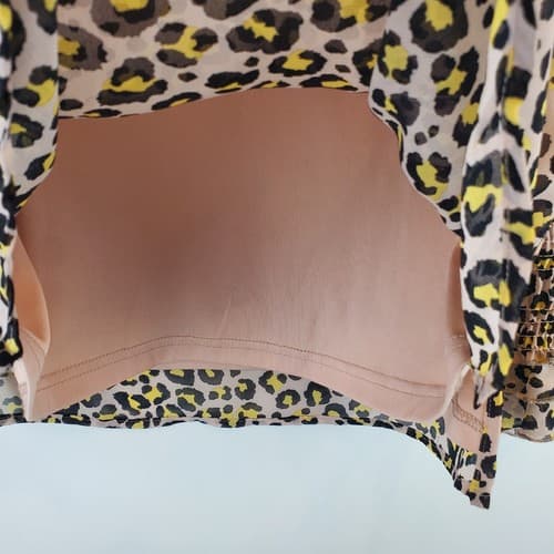 Nanette Lepore Women's Animal Print Blouse Size Small Long Ruffled Sleeve Lined - Thumbnail 6
