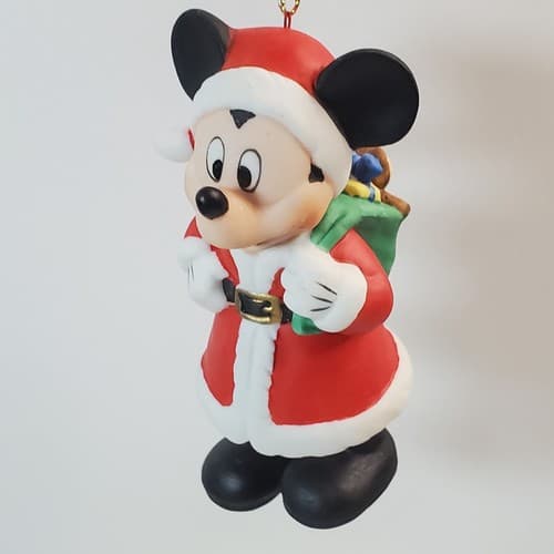 Vintage Disney Ceramic Mickey Mouse Santa Claus Dangle Feet Christmas Ornament - Thumbnail 2