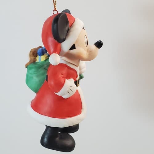 Vintage Disney Ceramic Mickey Mouse Santa Claus Dangle Feet Christmas Ornament - Thumbnail 4