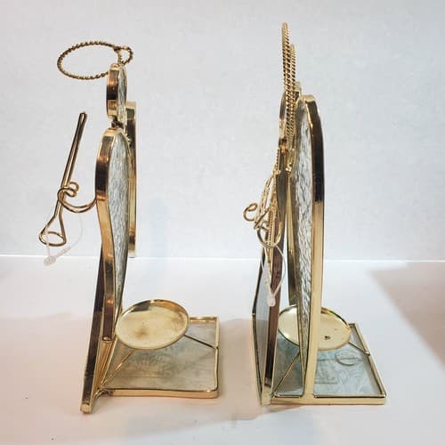 Lot of 2 Stained Glass Angels Playing Instruments Votive Tealight Candle Holders - Thumbnail 8