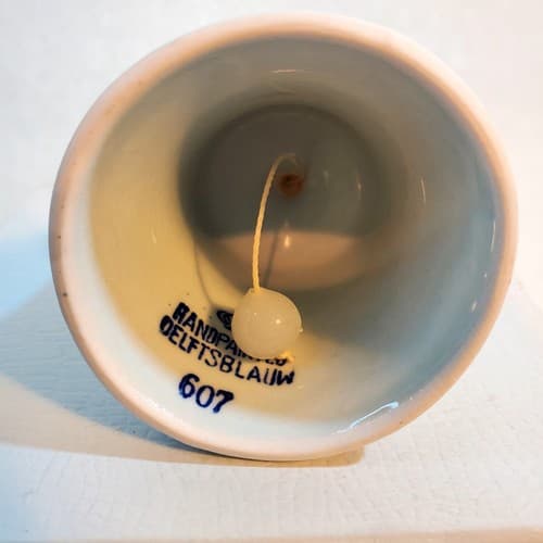 Vtg Souvenir Bell Delfts Blauw Blue Holland Leaf Hand Painted Windmill 3 inch - Thumbnail 6