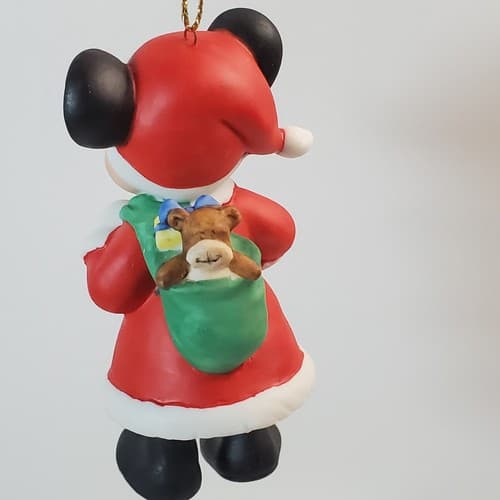 Vintage Disney Ceramic Mickey Mouse Santa Claus Dangle Feet Christmas Ornament - Thumbnail 3