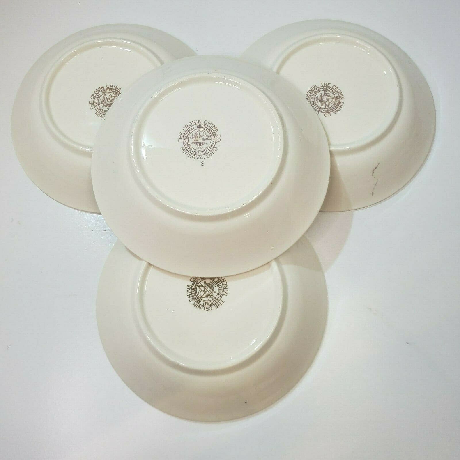 Vtg Cronin China Company Victorian Colonial Couple People 7.5" Soup Bowls Set 4 - Thumbnail 5