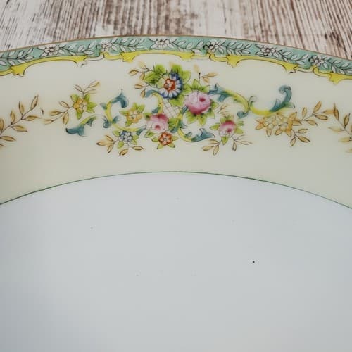 Vintage Meito China Hand Painted Gold Handled Oval Vegetable Serving Bowl Floral - Thumbnail 3
