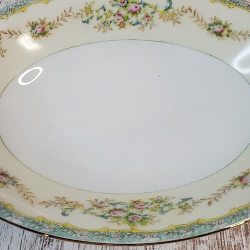 Vintage Meito China Hand Painted Gold Handled Oval Vegetable Serving Bowl Floral - Thumbnail 4