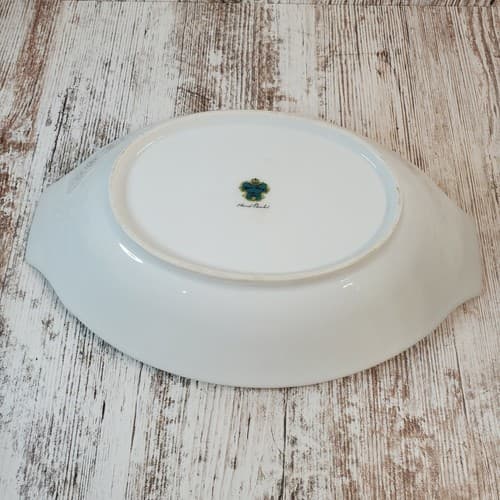 Vintage Meito China Hand Painted Gold Handled Oval Vegetable Serving Bowl Floral - Thumbnail 5