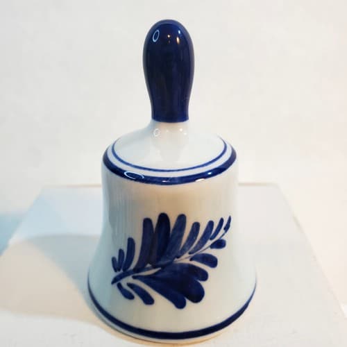 Vtg Souvenir Bell Delfts Blauw Blue Holland Leaf Hand Painted Windmill 3 inch - Thumbnail 4