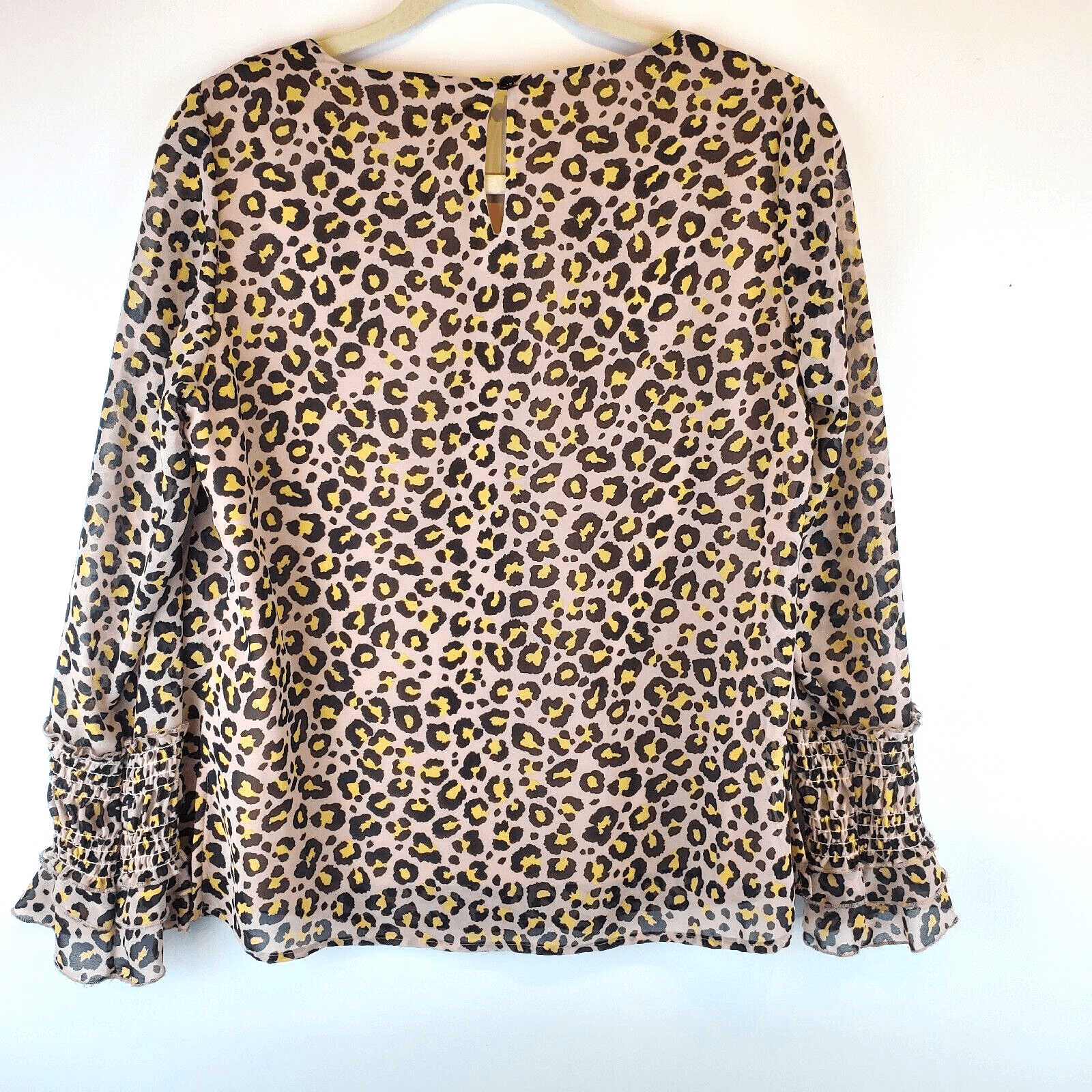 Nanette Lepore Women's Animal Print Blouse Size Small Long Ruffled Sleeve Lined - Thumbnail 4