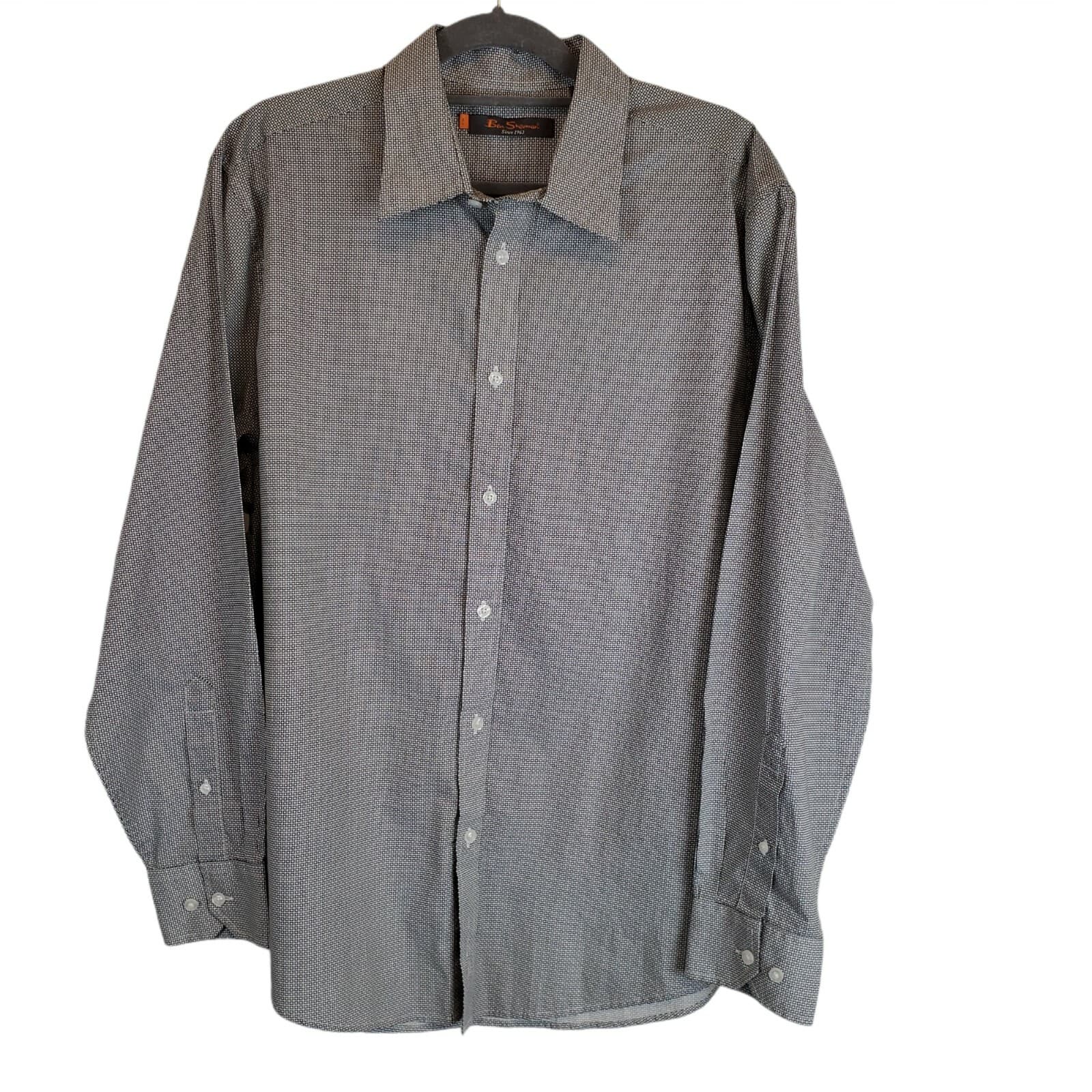 Ben Sherman Men's Black White Geometric Design Casual Button Up Shirt Sz XL