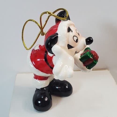 Vtg Schmid Disney Mickey Mouse Santa Figure Porcelain Christmas Tree Ornament - Thumbnail 2