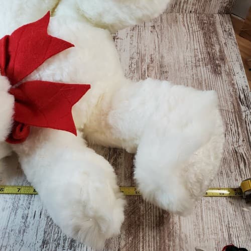 First & Main Ted Jr Bear Plush White Red Bow 18" Stuffed Animal Toy Sparkle - Thumbnail 11