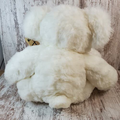 First & Main Ted Jr Bear Plush White Red Bow 18" Stuffed Animal Toy Sparkle - Thumbnail 5