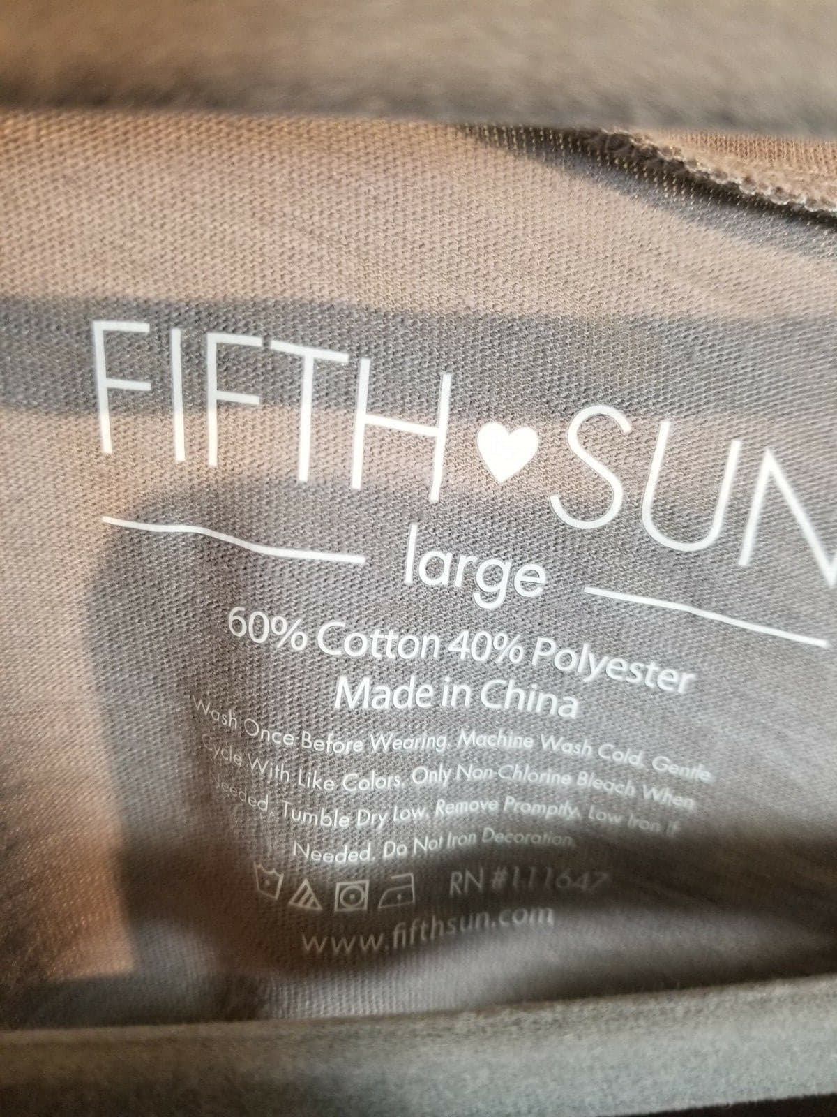 Fifth Sun Size L Graphic Tee champagne Grey New with Tags raw rolled bottom hem - Thumbnail 2