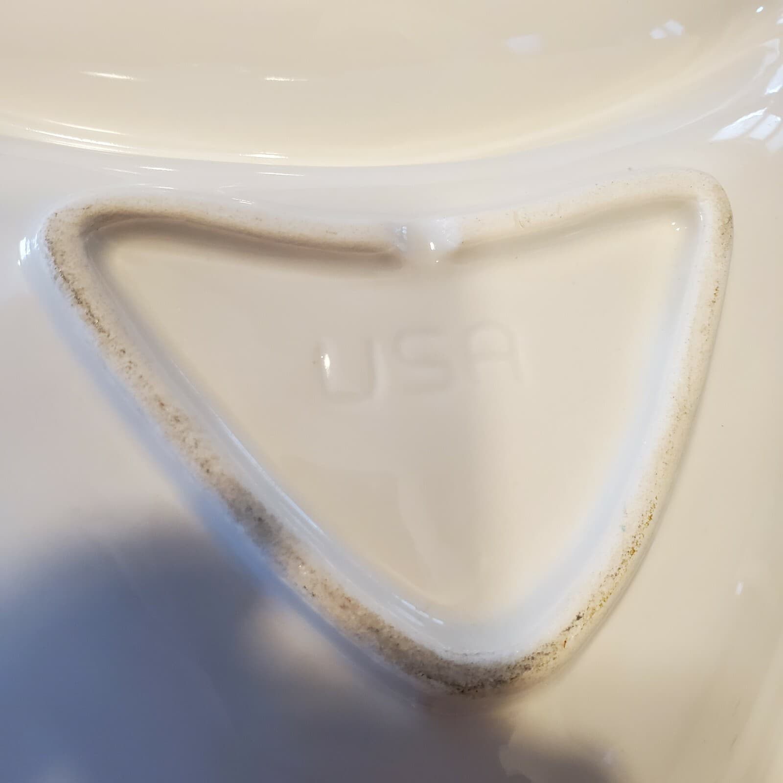 California Pottery USA P304 White Silver Border Divided Plate Platter Dish Bowl - Thumbnail 3
