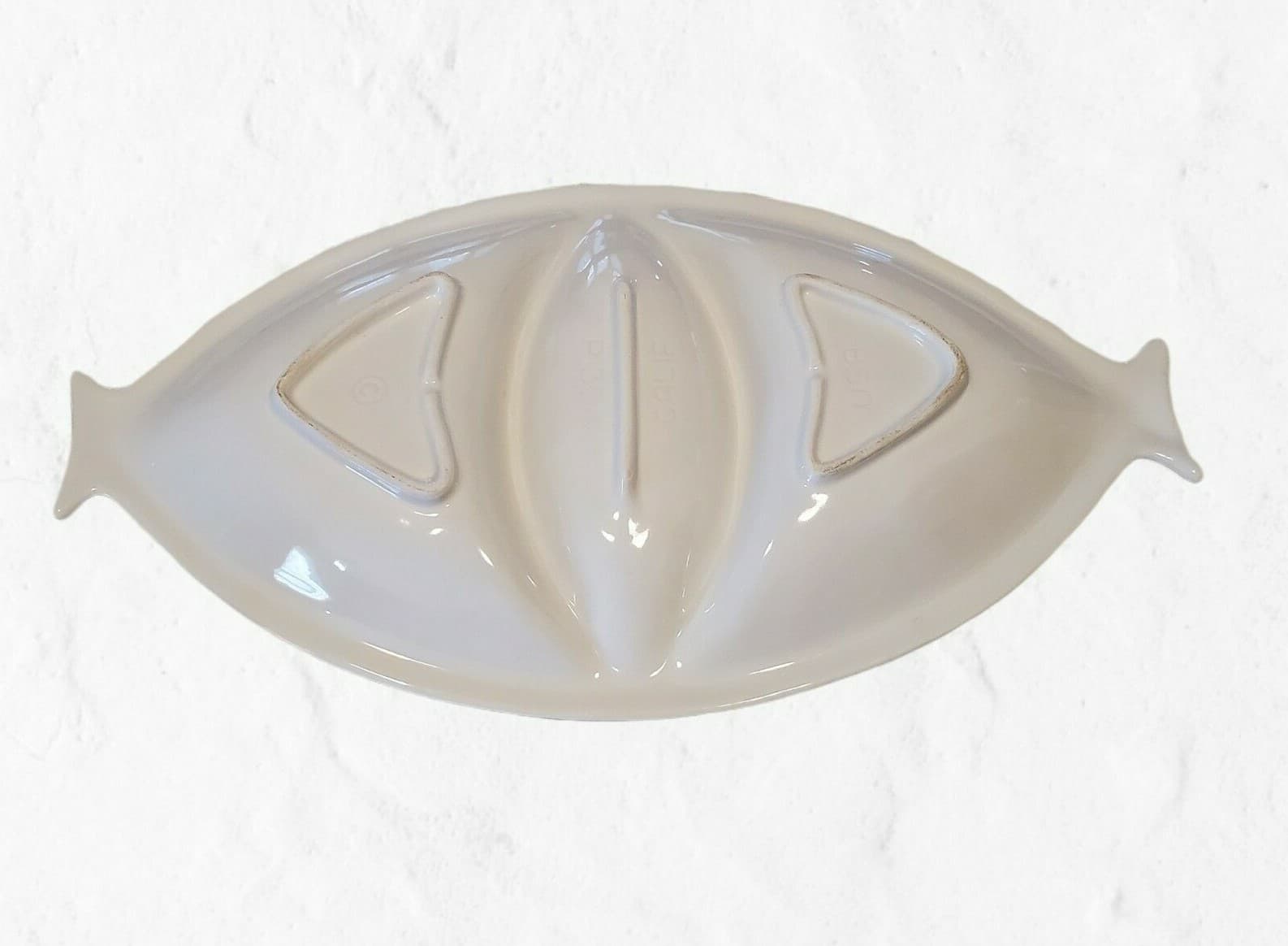 California Pottery USA P304 White Silver Border Divided Plate Platter Dish Bowl - Thumbnail 2