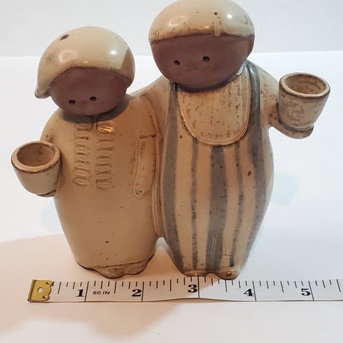 Vtg Japanese Pottery Gempo Stoneware Peasant Couple Candle Holder Figurine - Thumbnail 7