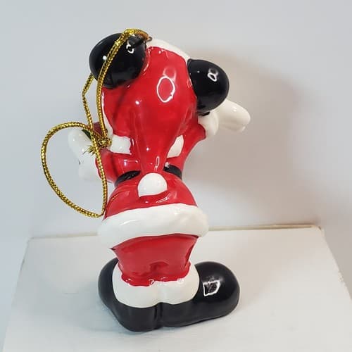Vtg Schmid Disney Mickey Mouse Santa Figure Porcelain Christmas Tree Ornament - Thumbnail 3
