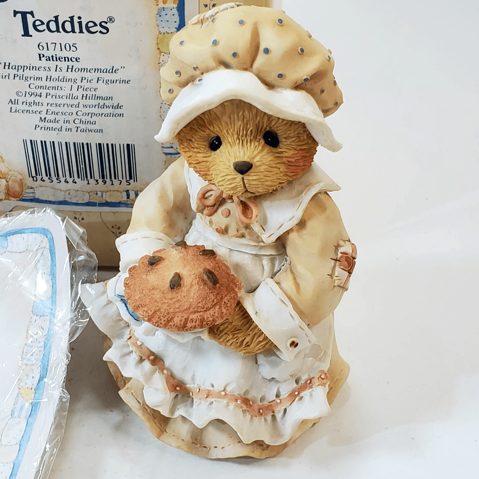 Vintage Cherished Teddies Patience Teddy Bear Figure Happiness Is Homemade 1994 - Thumbnail 2