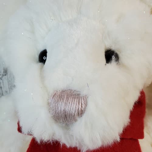 First & Main Ted Jr Bear Plush White Red Bow 18" Stuffed Animal Toy Sparkle - Thumbnail 2