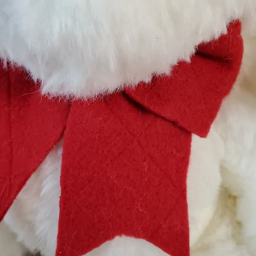 First & Main Ted Jr Bear Plush White Red Bow 18" Stuffed Animal Toy Sparkle - Thumbnail 3