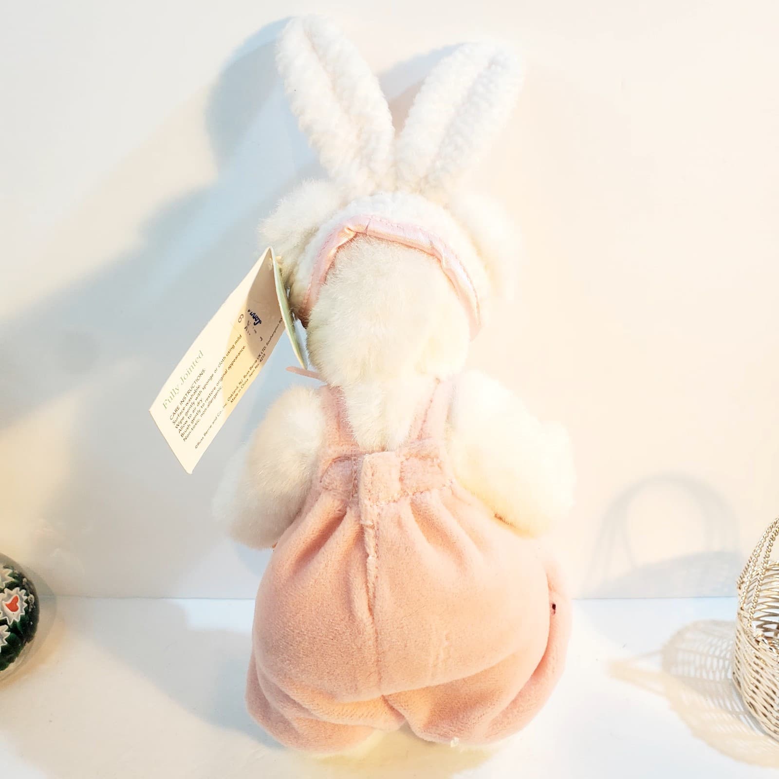 Russ Berrie Babette 9" Tall Plush Bear w/ Bunny Rabbit Ears Carrot Pink White - Thumbnail 4