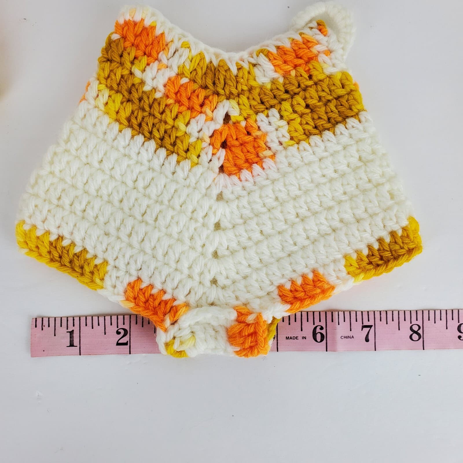 Vtg Pair Crochet Shorts Bloomers Pot Holders Yellow Gold Trivet Hot Pad Kitsch - Thumbnail 7