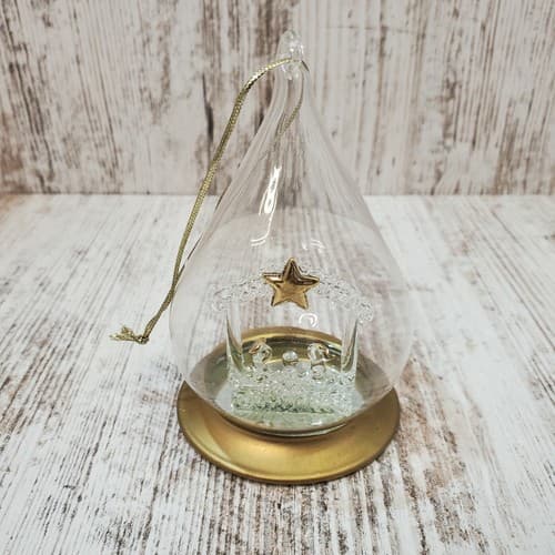 Blown Clear Glass 3½" Christmas Ornament with Inside Manger Scene