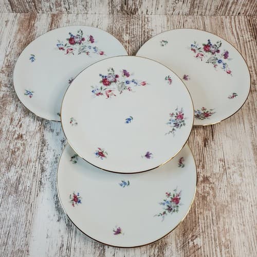 Vintage KPM Germany Royal Krister Salad Bread Plates Floral Pattern Set of 4