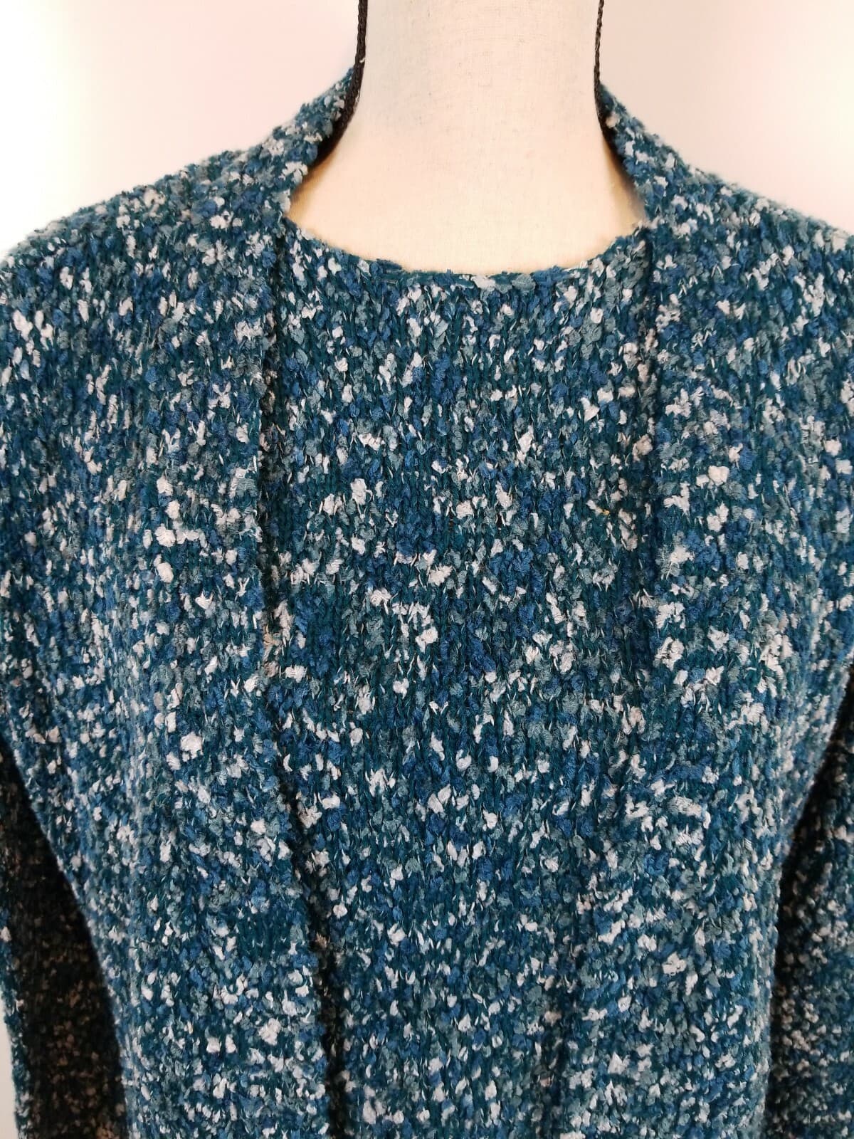 Dialogue 2 Piece Women Sweater And Open Cardigan Set Blue Multi-Colored - Thumbnail 2