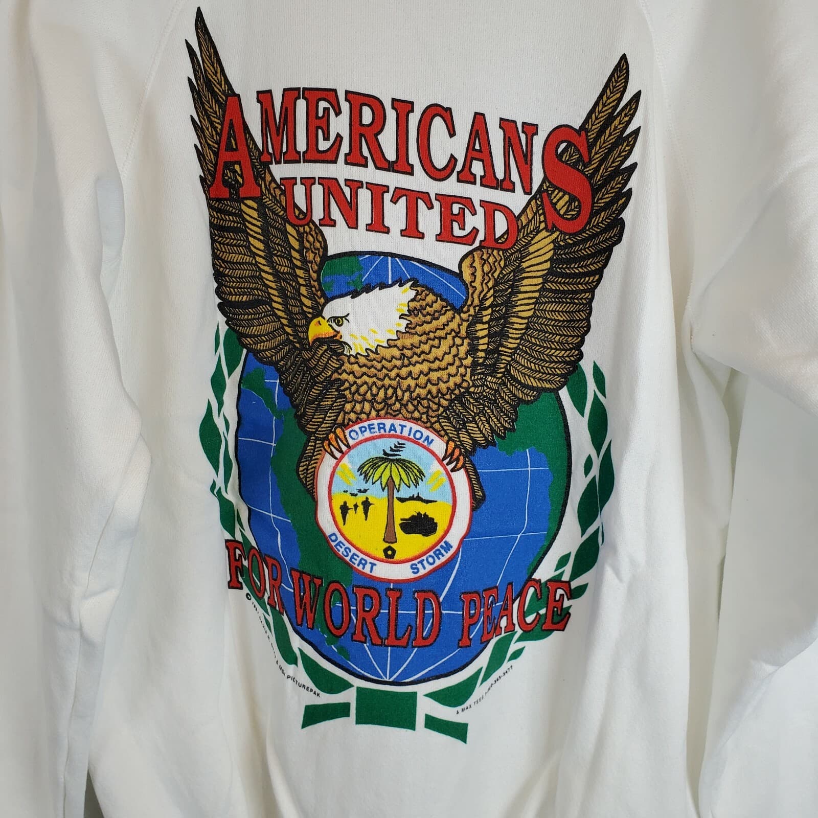 Vintage 1991 Operation Desert Storm Sweatshirt Crewneck Size XL 90s Eagle USA - Thumbnail 3
