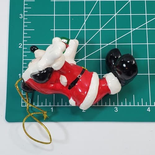 Vtg Schmid Disney Mickey Mouse Santa Figure Porcelain Christmas Tree Ornament - Thumbnail 5