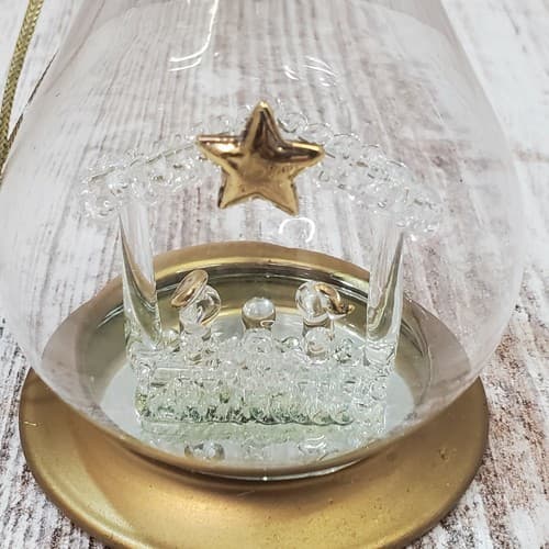Blown Clear Glass 3½" Christmas Ornament with Inside Manger Scene - Thumbnail 2