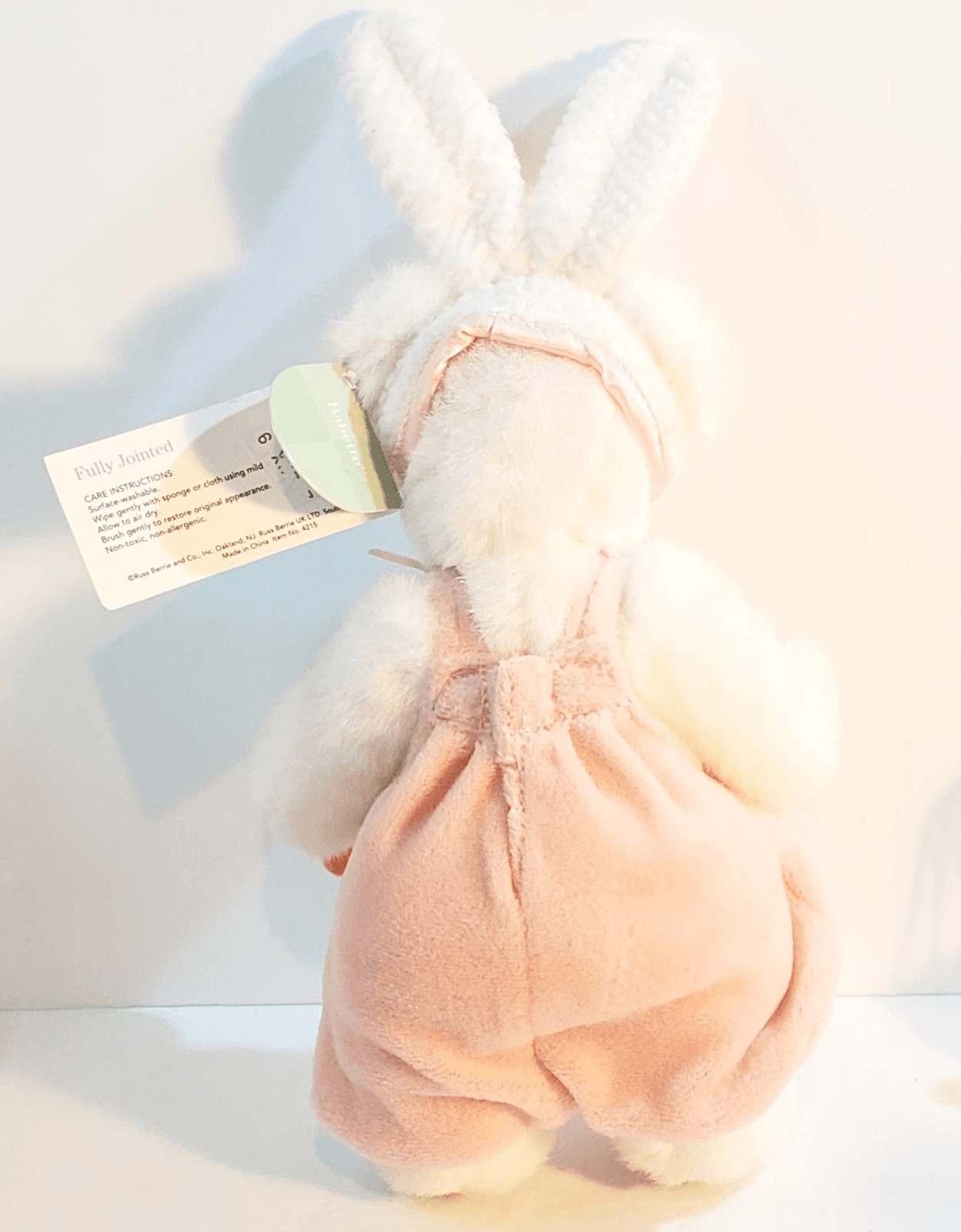 Russ Berrie Babette 9" Tall Plush Bear w/ Bunny Rabbit Ears Carrot Pink White - Thumbnail 7