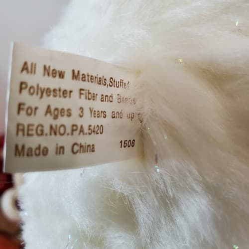 First & Main Ted Jr Bear Plush White Red Bow 18" Stuffed Animal Toy Sparkle - Thumbnail 9