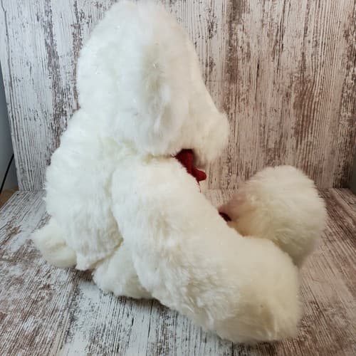 First & Main Ted Jr Bear Plush White Red Bow 18" Stuffed Animal Toy Sparkle - Thumbnail 6